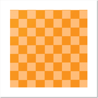 Orange yellow check pattern chessboard design Posters and Art